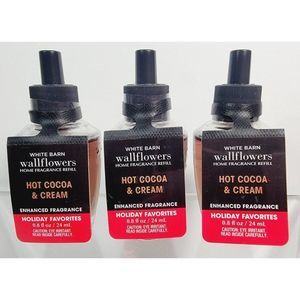 3 HOT COCOA & CREAM Bath & Body Works Wallflower Plug In Refill Bulbs New